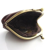 Genuine Soft leather woman mini Coins purse bag Ladies wallet case Miniature vintage brown daviscase