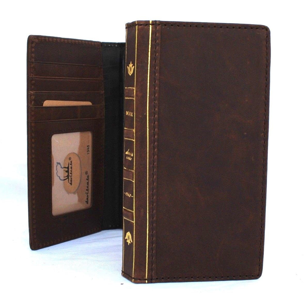 Handmade genuine leather phone case for Apple iPhone XS Max by DAVISCASE, featuring a wallet-style design with soft interior and slim fit.
