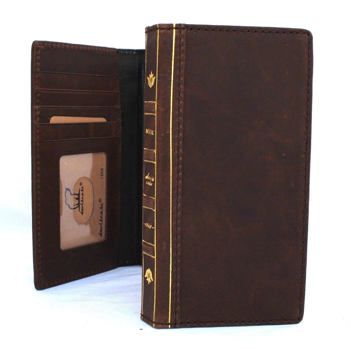 Handmade genuine leather phone case for Apple iPhone XS Max by DAVISCASE, featuring a wallet-style design with soft interior and slim fit.