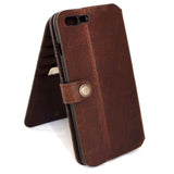 Genuine full leather case for iPhone 8 book wallet closure cover 10 credit holder cards slots luxury brown Rfid Pay daviscase