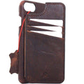 Genuine dark leather iPhone SE 2 wallet case with card slots and slim design, featuring a book-style cover by DavisCase.