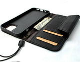 Genuine Leather Wallet Case For Apple iPhone 13 Pro Max Book Credit Cards Slots Soft Cover Full Grain Black DavisCase