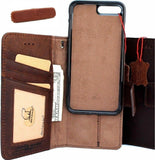 Genuine Classic Leather Case for iPhone 7 PLUS Book wallet Cover Credit Cards slots Vintage Removable detachable soft holder + Magnetic Car Holder DavisCase