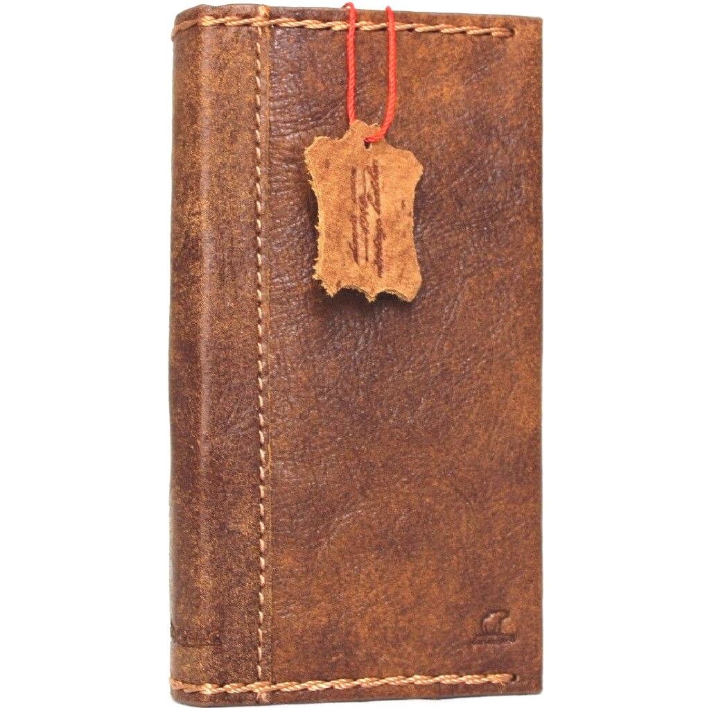 Handmade soft brown leather wallet case for Samsung Galaxy S8 Plus with card slots, designed by Jafo 48.
