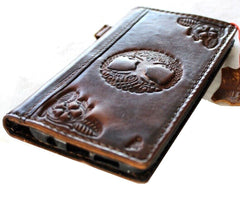 Genuine Leather For Galaxy s22 s21 s20 s23 Ultra s8 s9 Note 8 9 10 20 21 A71 A51 A12 A31 4G 5G Case plus Art Wallet Book Vintage  Style Credit Cover Wireless Full Grain Davis Luxury The Tree of Life Diy
