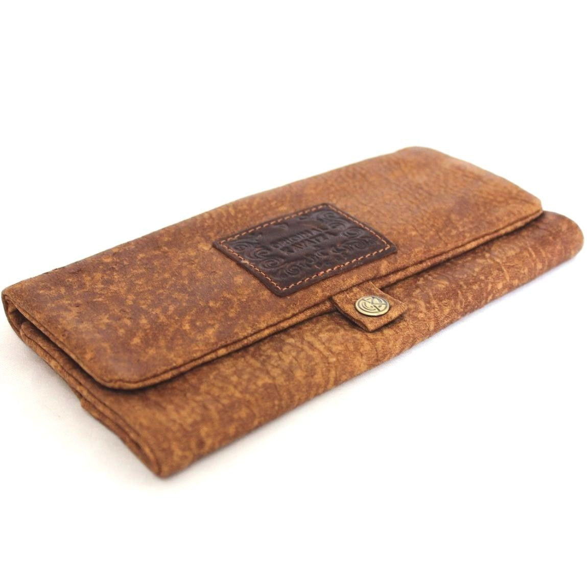 Genuine leather DAVISCASE men's wallet and tobacco pouch with hookah cigarette holder and rolling paper case on a neutral background.