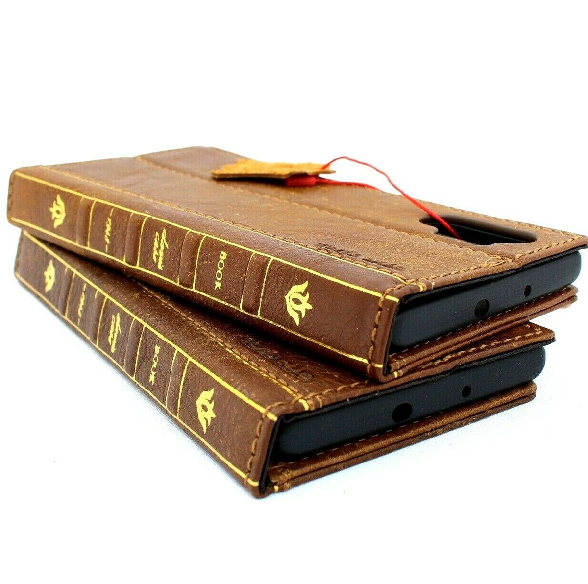 Genuine full leather Bible-style wallet case for Samsung Galaxy Note 10 Plus, handmade luxury soft slots by DAVISCASE.