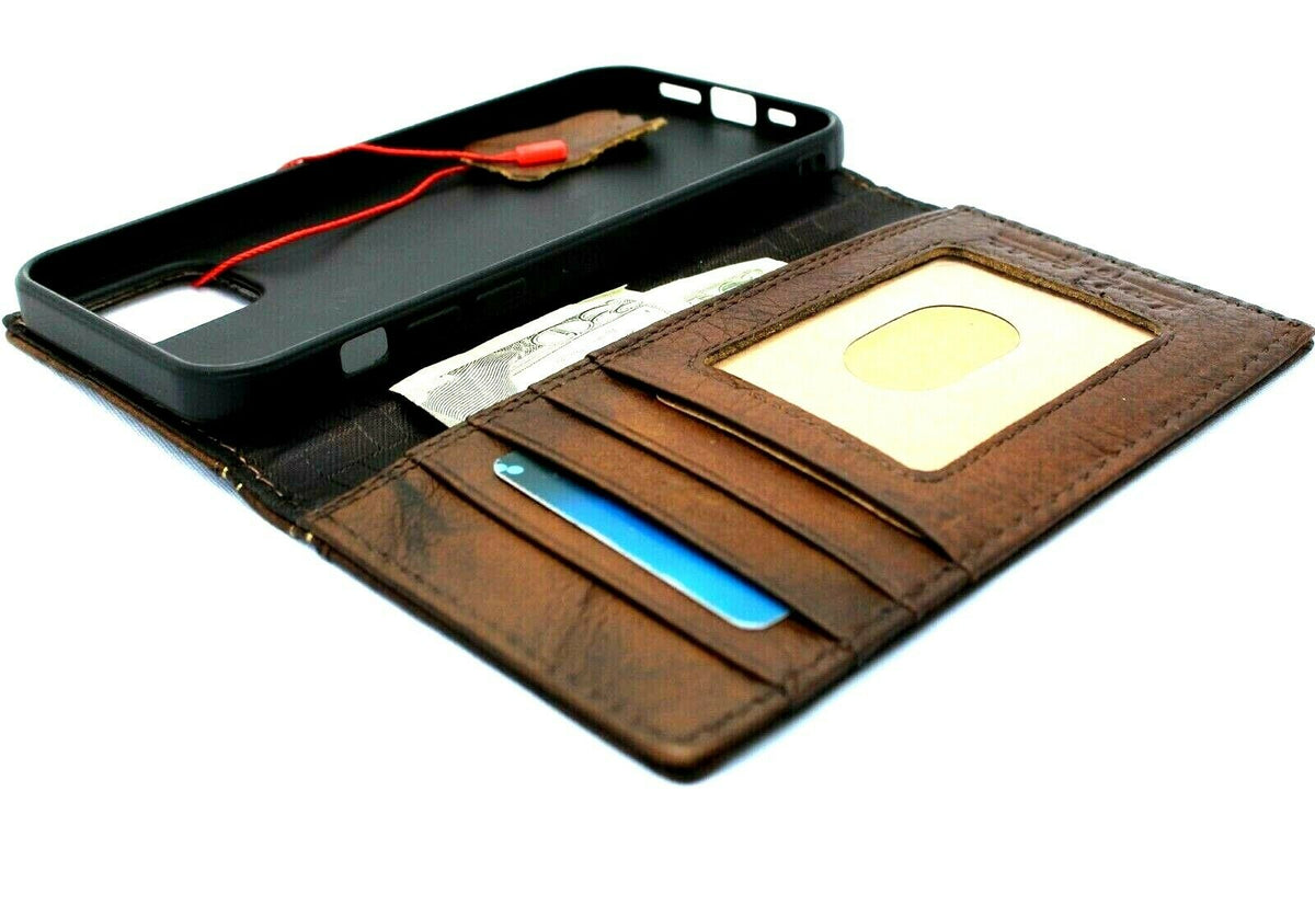 DavisCase genuine leather wallet case for OnePlus 9 Pro, vintage style, full grain leather, handmade phone cover with credit slots