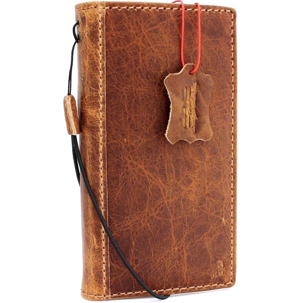 Handmade genuine leather iPhone XS Max wallet case by DAVISCASE, soft, slim, luxury book-style cover with credit card slots.