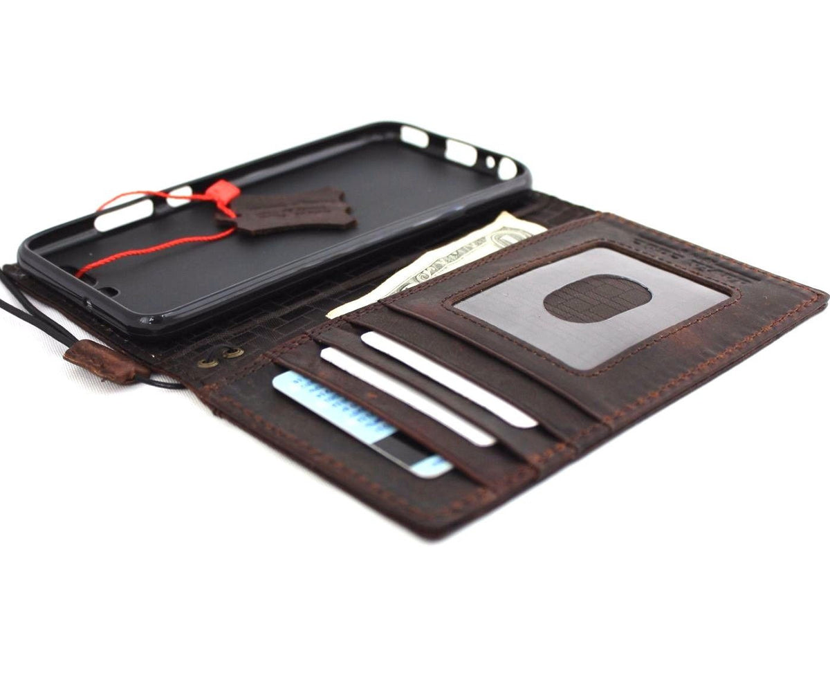 Handmade genuine leather phone case for Huawei P10, vintage style wallet cover with card slots, by DAVISCASE.