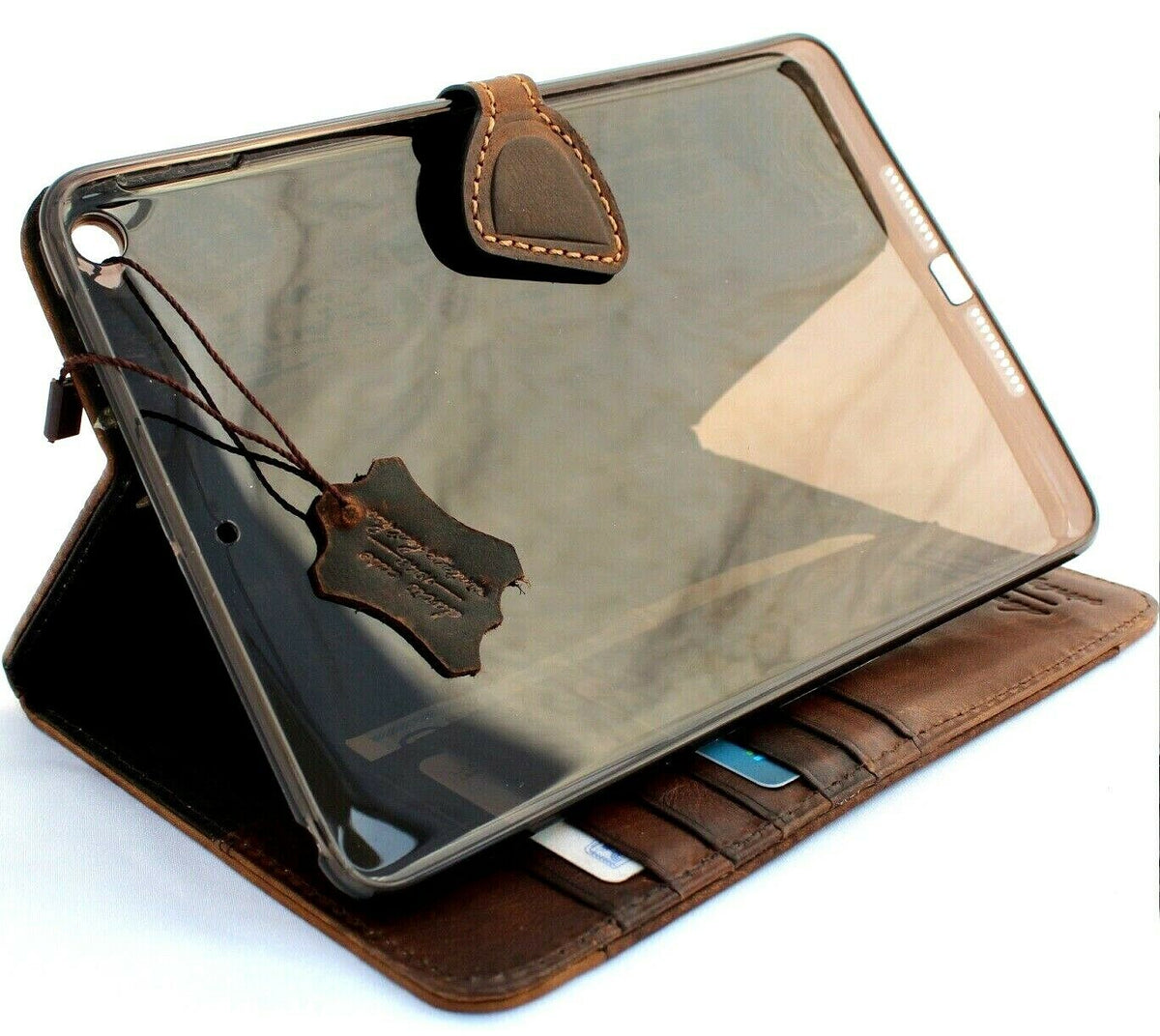 Vintage leather iPad Mini 6 case by DAVISCASE with card slots, handmade design, soft rubber interior, suited for Apple iPad mini 6 (2021).