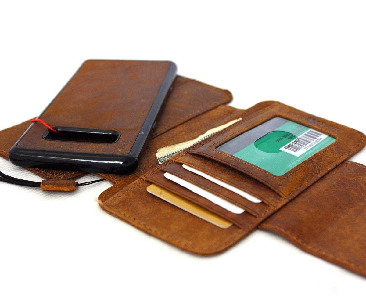 Genuine vintage leather Samsung Galaxy Note 8 case by DAVISCASE with wallet, card slots, magnetic closure, and detachable holder.