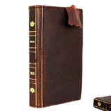 Étui en cuir naturel véritable pour iPhone SE 2 2020 couverture livre bible design portefeuille cartes vintage business slim SE2 chargement sans fil Davis classic Art