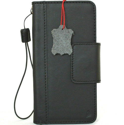 Genuine black leather Galaxy Note 20 Ultra 5G wallet case by DavisCase with card slots, ID window, and magnetic closure.