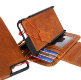 Echtleder-Hülle für iPhone 7 Plus, Buch-Brieftaschenhülle, Kartenfächer, Armband, schlankes, abnehmbares, abnehmbares Vintage-Davis-Case in Braun 