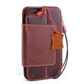 Genuine full leather removable wallet case for iPhone 6s Plus with credit card slots, magnetic clasp, slim handmade design.