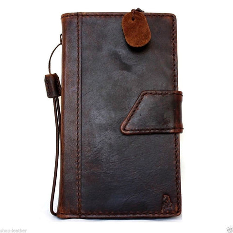 Étui en cuir véritable vintage pour Samsung Galaxy Note 3, portefeuille avec aimant, mince, fait à la main, marron, art daviscase