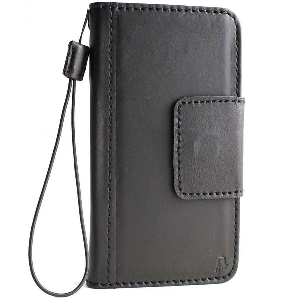 Echtes Leder für Apple iPhone XR Hülle Wallet Credit Soft Holder magnetisch Black Book Prime Retro Slim Jafo