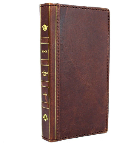 Véritable cuir naturel iPhone 8 Plus housse Bible Design portefeuille porte-crédit livre luxe Slim Top Grain 1948 DavisCase