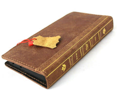 Genuine Leather Case for Samsung Galaxy S21 Ultra 5G book wallet cover Cards wireless charging window Jafo Bible luxury rubber Tanned