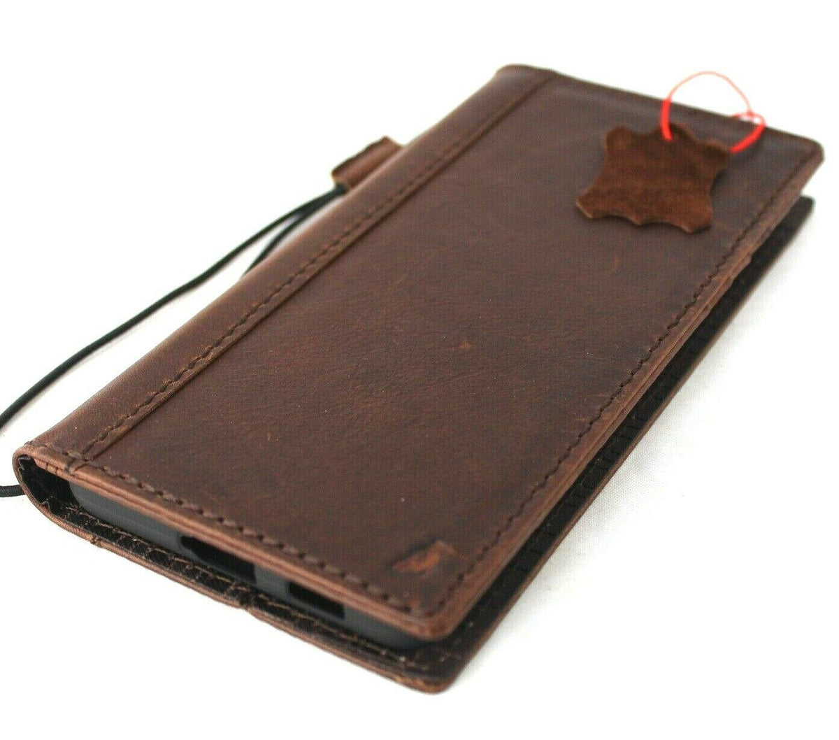 DavisCase genuine leather wallet cover for Samsung Galaxy S21 Ultra 5G, with card slots, ID window, rubber stand, and wireless charging.