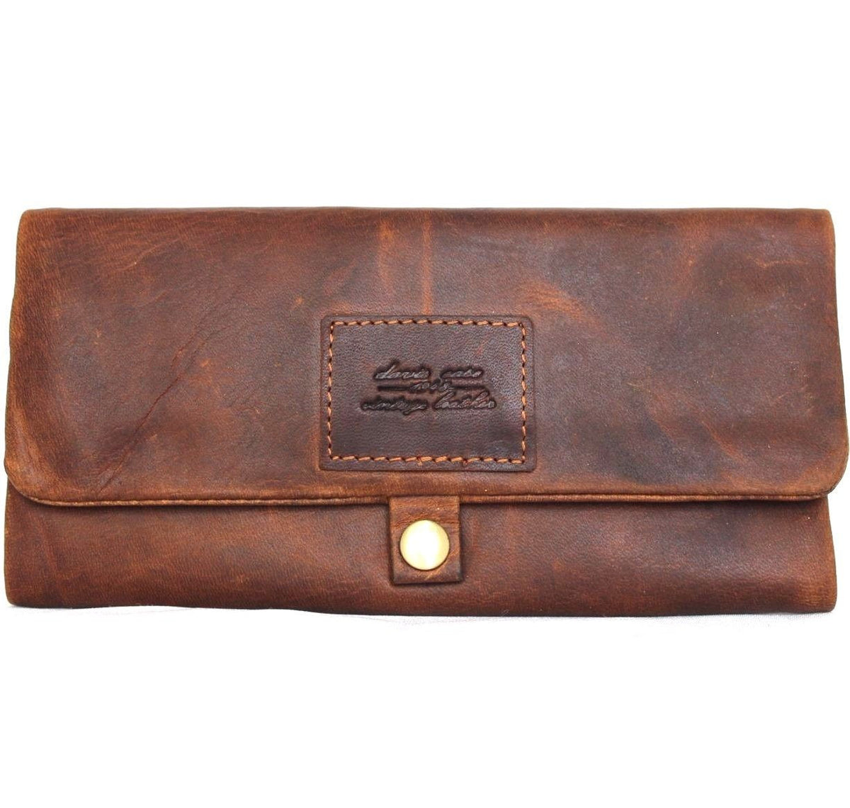 Brown genuine leather men's wallet and pouch case for hookah cigarettes, tobacco, and rolling papers, by DAVISCASE.