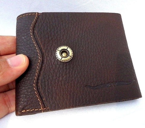 Men's Natural Soft Leather Wallet 3 Card Slots 1 id Window 3 Bill Compartments brown