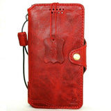 Schutzhülle aus echtem rotem Leder für Apple iPhone 11, Brieftasche, Kreditkartenetui, Buch, kabelloses Laden, schlanker Stil von Davis