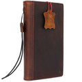 Vintage genuine leather Samsung Galaxy S9 Plus wallet case with card slots, embossing, and space for wireless charging.