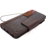 Genuine vintage leather case for Samsung Galaxy Note 8 book wallet magnet closure cover cards slots brown slim daviscase