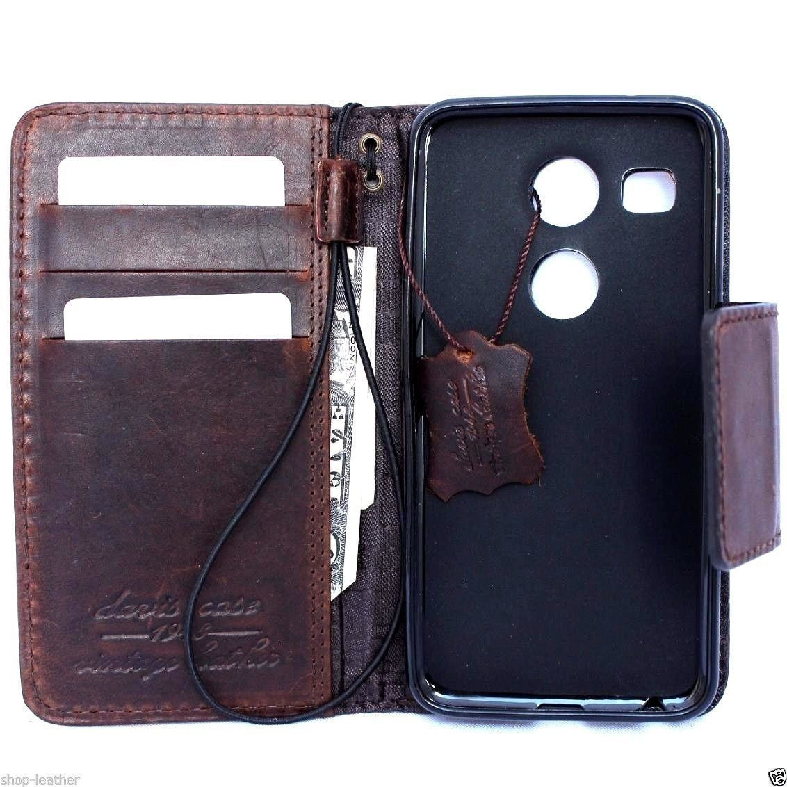 Genuine Italian 100% leather hard case for LG Nexus 5X by DAVISCASE, handmade slim wallet-style phone cover with luxurious finish