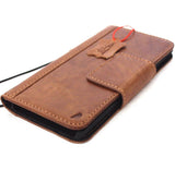Genuine Leather Case for iPhone X book wallet magnet closure cover Cards slots Slim vintage bright brown Daviscase
