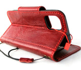 Echte rote weiche Lederhülle für Apple iPhone 12 Pro Max, Buch-Brieftasche, Vintage-Kreditkartenfächer, weiche, schlanke Abdeckung mit Magnetverschluss, vollnarbiges DavisCase