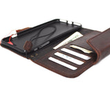 Echtes iPhone 8 Plus-Gehäuse aus dunklem Leder mit magnetischer Abdeckung, Brieftasche, Kreditkartenetui, luxuriöses Buch von Brown Davis
