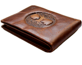 Men's Genuine Leather Wallet  Credit Card Slots Bill Tree of Life Handmade Tan Diy DavisCase Luxury