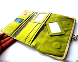 GENUINE REAL LEATHER WOMAN PURSE CARDS SLOTS WALLET CLUTCH COINS BAG Green DESIGNED DAVISCASE