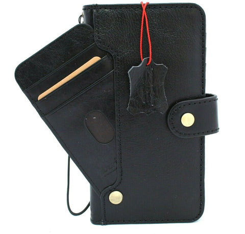 Genuine Black Leather Case For Apple iPhone 12 Pro Max Book Wallet Vintage Style ID Window Credit Card Slots Soft Cover Full Grain DavisCase