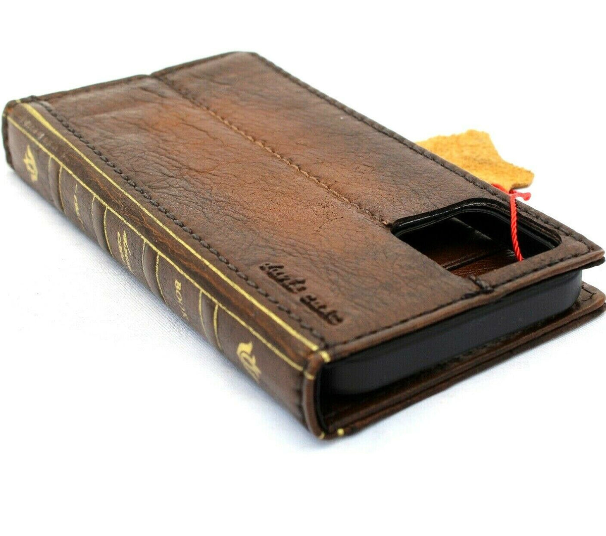 DavisCase genuine leather wallet book case for OnePlus 9 Pro, vintage style full grain leather phone cover with card slots.