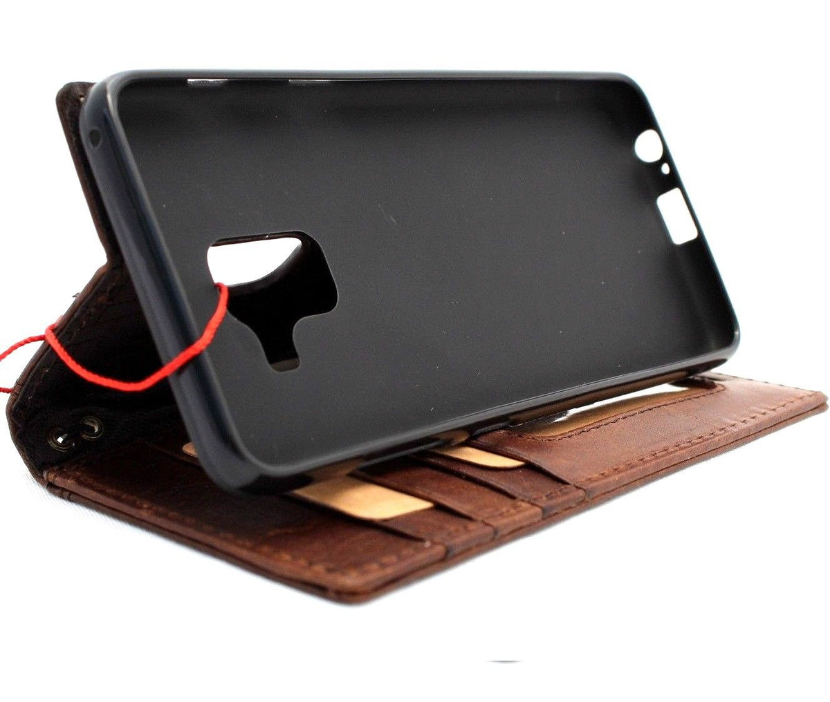 Handmade genuine leather Samsung Galaxy A8 book wallet case by DAVISCASE with card slots and secure cover.