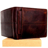 Herren-Geldbörse aus echtem Leder, zweifach faltbar, schlankes Design, Geldtasche im Retro-Stil 