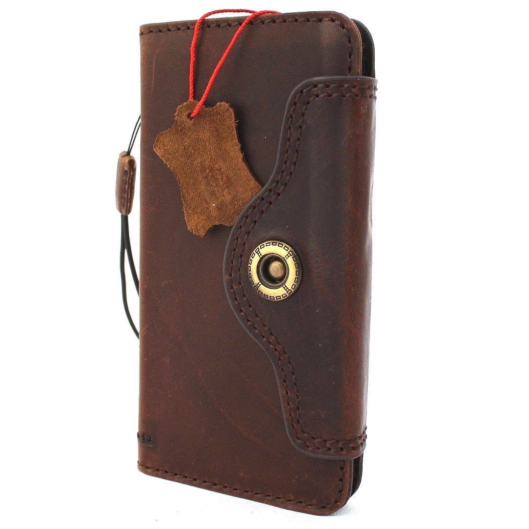 Handmade genuine oiled leather iPhone XS Max wallet case with soft holder, retro art design, and full handmade craftsmanship.