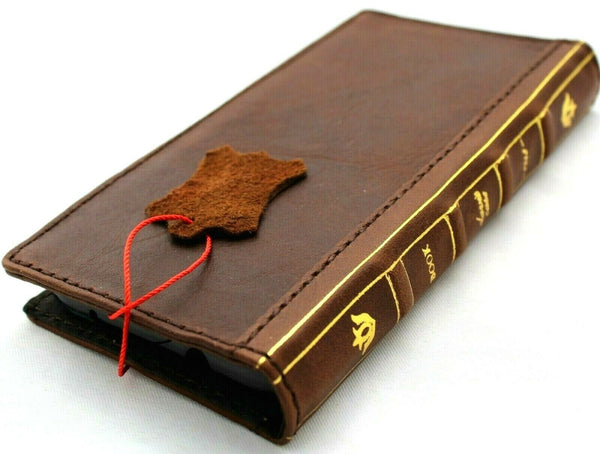 Genuine Dark Leather Case for Google Pixel 5a 5G Book Bible Design Wallet Cards Holder Retro Stand Luxury IL Davis 1948