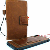 Genuine Natural Tanned Leather case for Apple iPhone XR cover wallet credit cards holder book ID Removable detachable luxury Rubber holder Wireless Charging