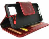 Echtes rotes Lederetui für Apple iPhone 12 PRO, Buch-Brieftasche, Vintage-Stil, Kreditkarten, weicher Verschluss, Obermaserung, DavisCase