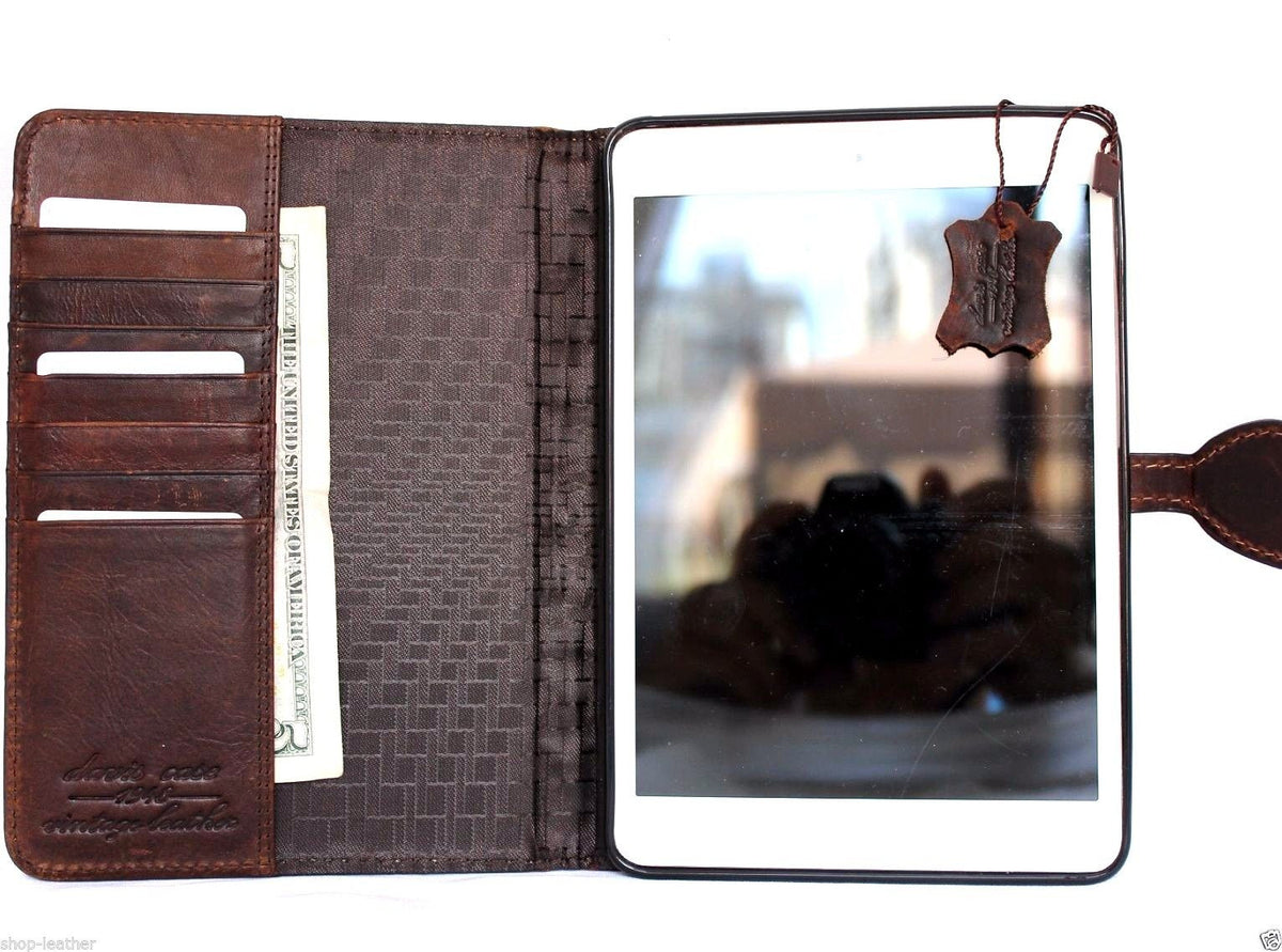 Genuine brown leather iPad Mini 4 case cover with slim, sporty football design, crafted for stylish protection by DavisCase