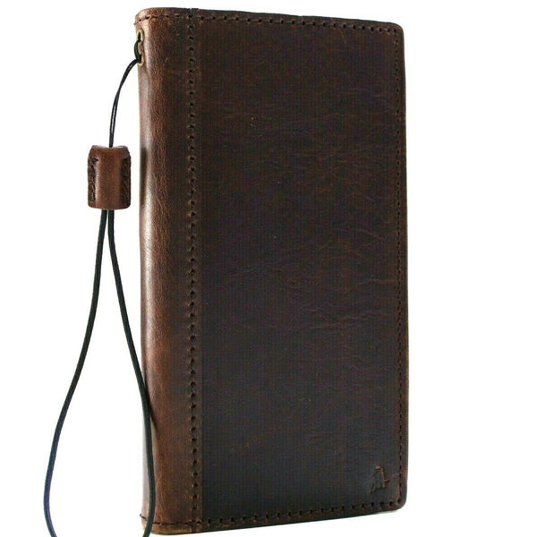Genuine leather Case for LG V50 book wallet cover slim brown cards slots luxury premium handmade strap ruuber ID