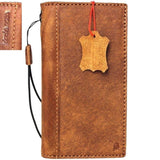 Étui en cuir naturel véritable pour iPhone 8, couverture de livre, portefeuille, cartes d'affaires, slim, chargement sans fil, Davis classic Art Tan