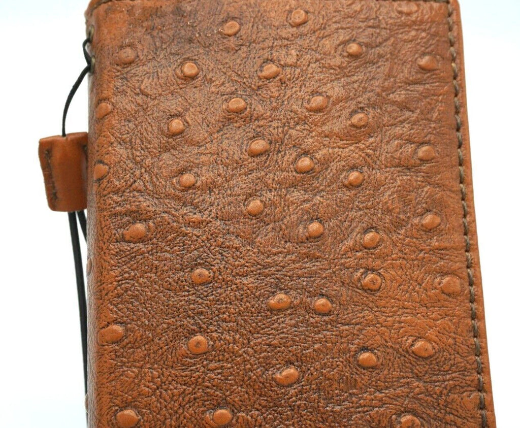 Google Pixel 7 Pro leather wallet case by DAVISCASE with stand feature, ostrich leather, retro design, wireless charging compatible
