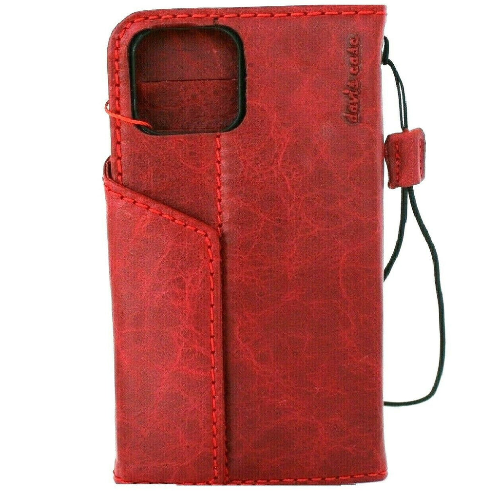 Genuine Leather Wallet Case For Apple iPhone 11 Pro Max Cover Credit Card  Holder Wireless Charging Luxury Rubber Strap Wine red Daviscase 1948