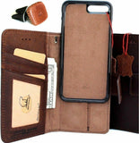 Genuine Leather Case for iPhone 7 PLUS book wallet cover Cards slots vintage Removable detachable soft holder + Magnetic Car Holder DavisCase